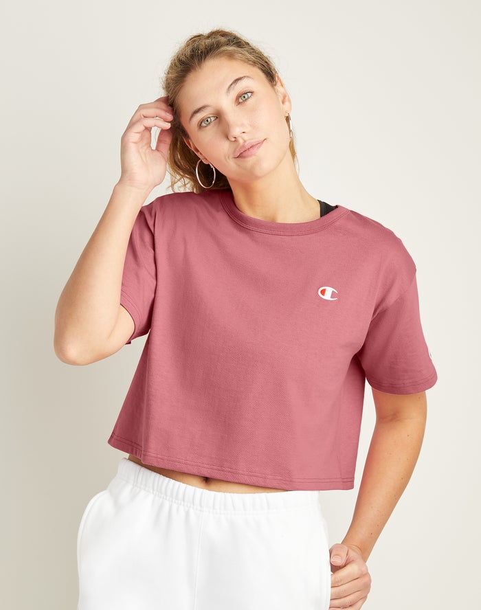 Champion Heritage Cropped C Logo - Naisten Koralli T-Paita - Suomi 7528340-WP